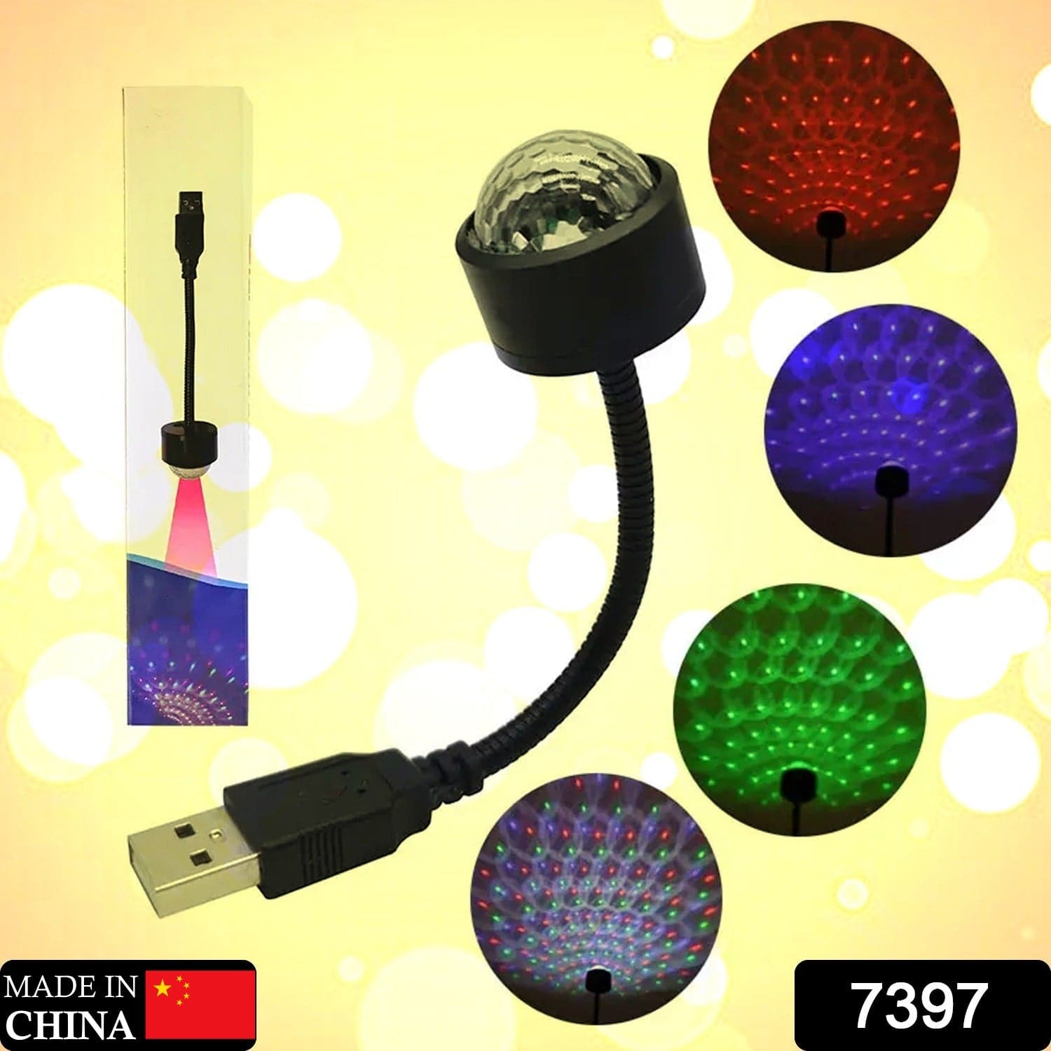 USB Star Projector & Disco Ball Light for Car & Bedroom Decor thumbnail 2