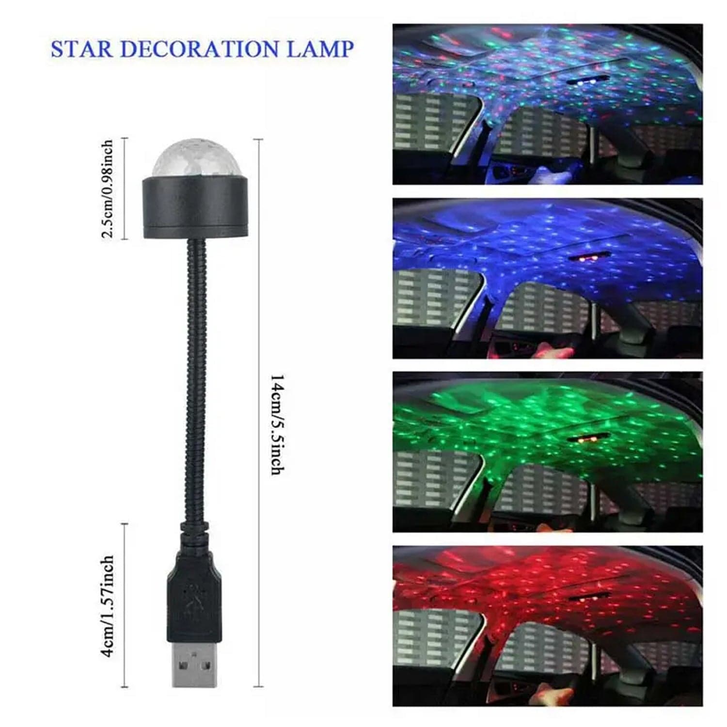 USB Star Projector & Disco Ball Light for Car & Bedroom Decor thumbnail 3
