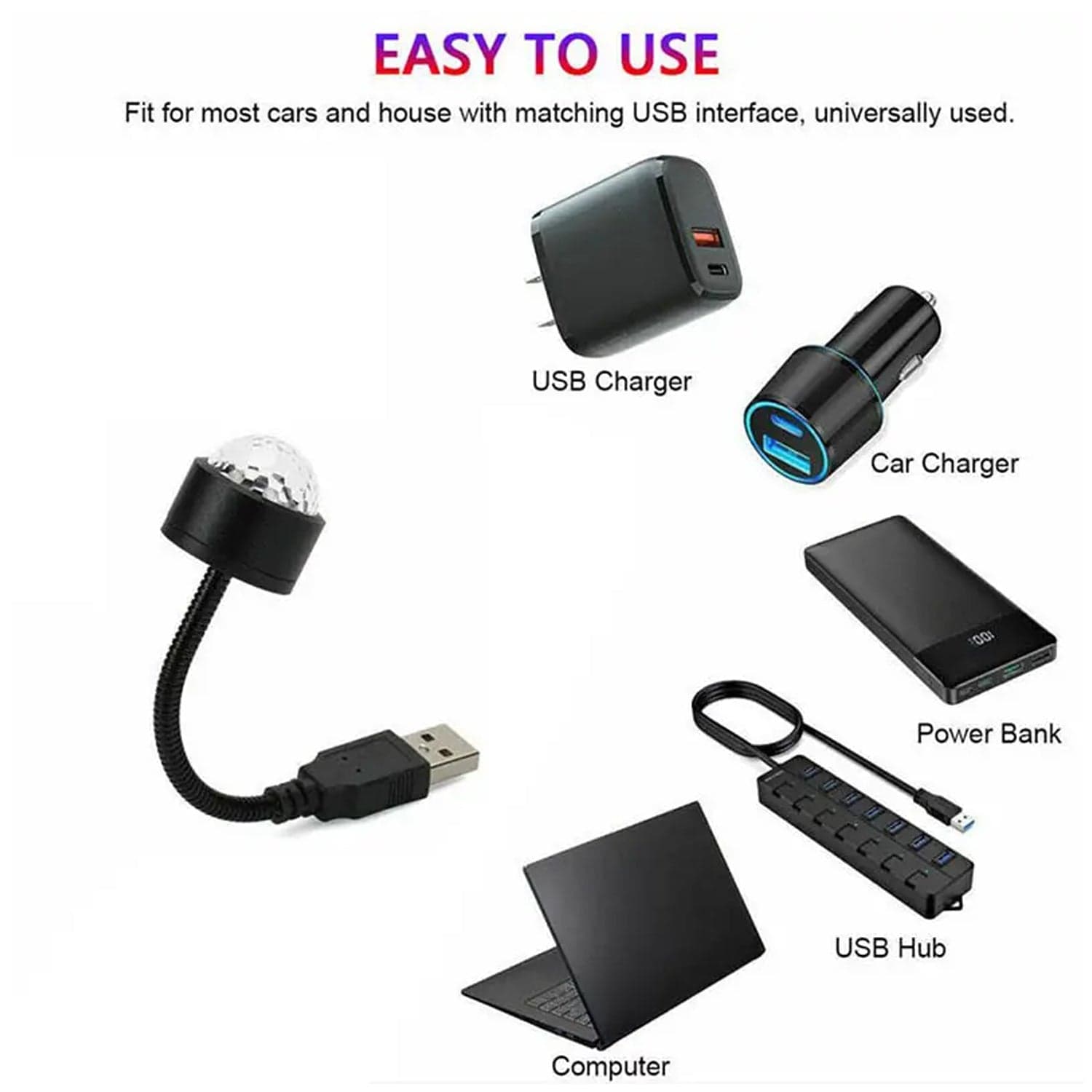 USB Star Projector & Disco Ball Light for Car & Bedroom Decor thumbnail 5