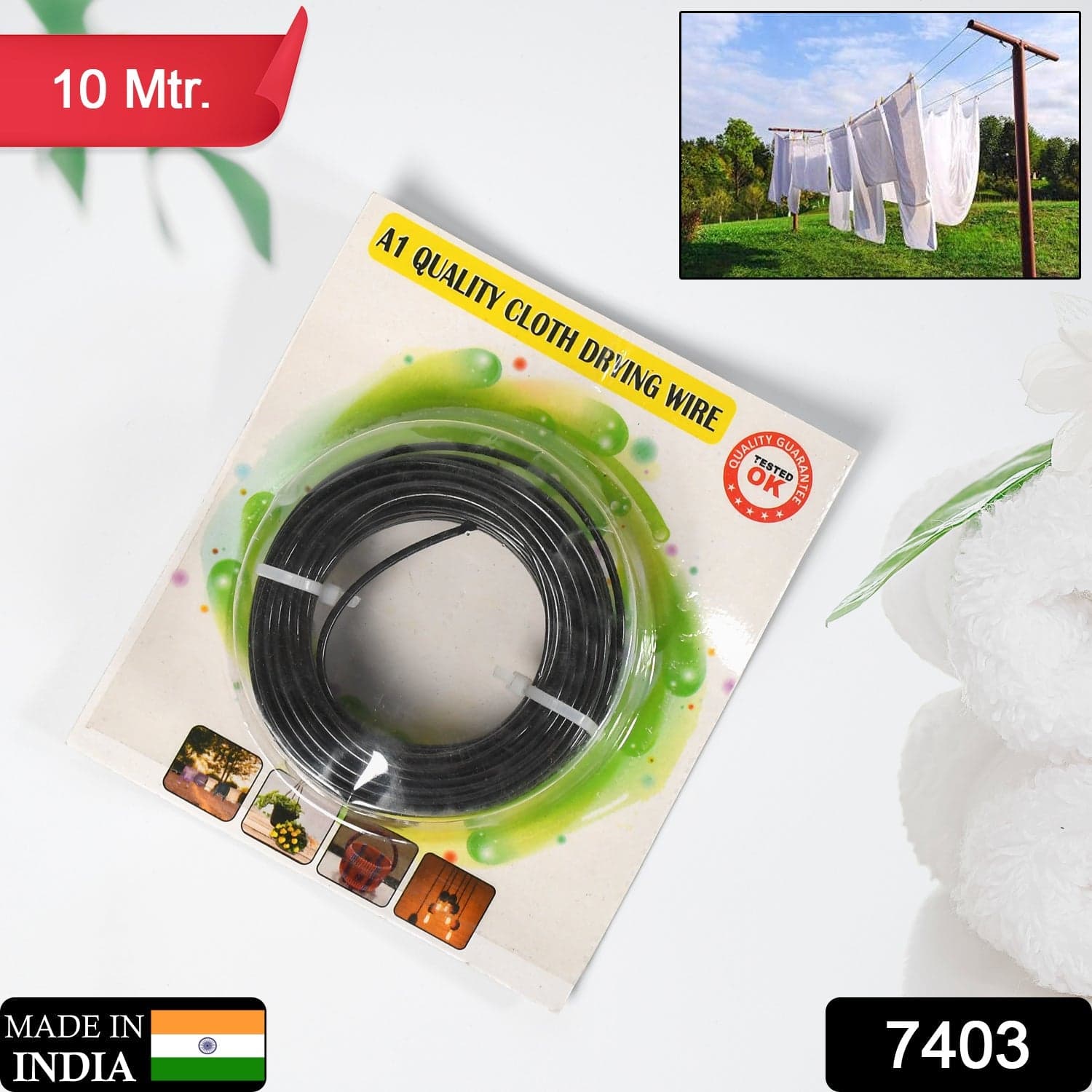 High-Quality Cloth Drying & Gardening Wire (10M) thumbnail 2