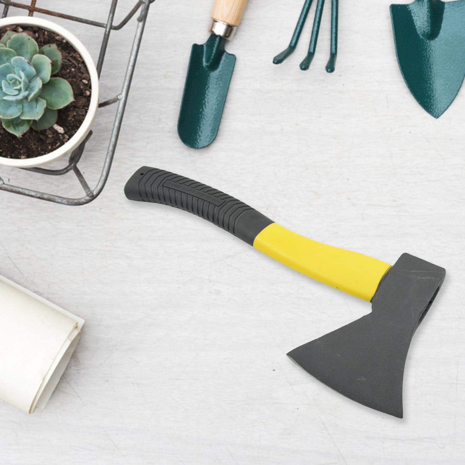 Gardening Tools Hatchet Axe Fiberglass Body Rubberized Handle Wood Cutting Axe thumbnail 5