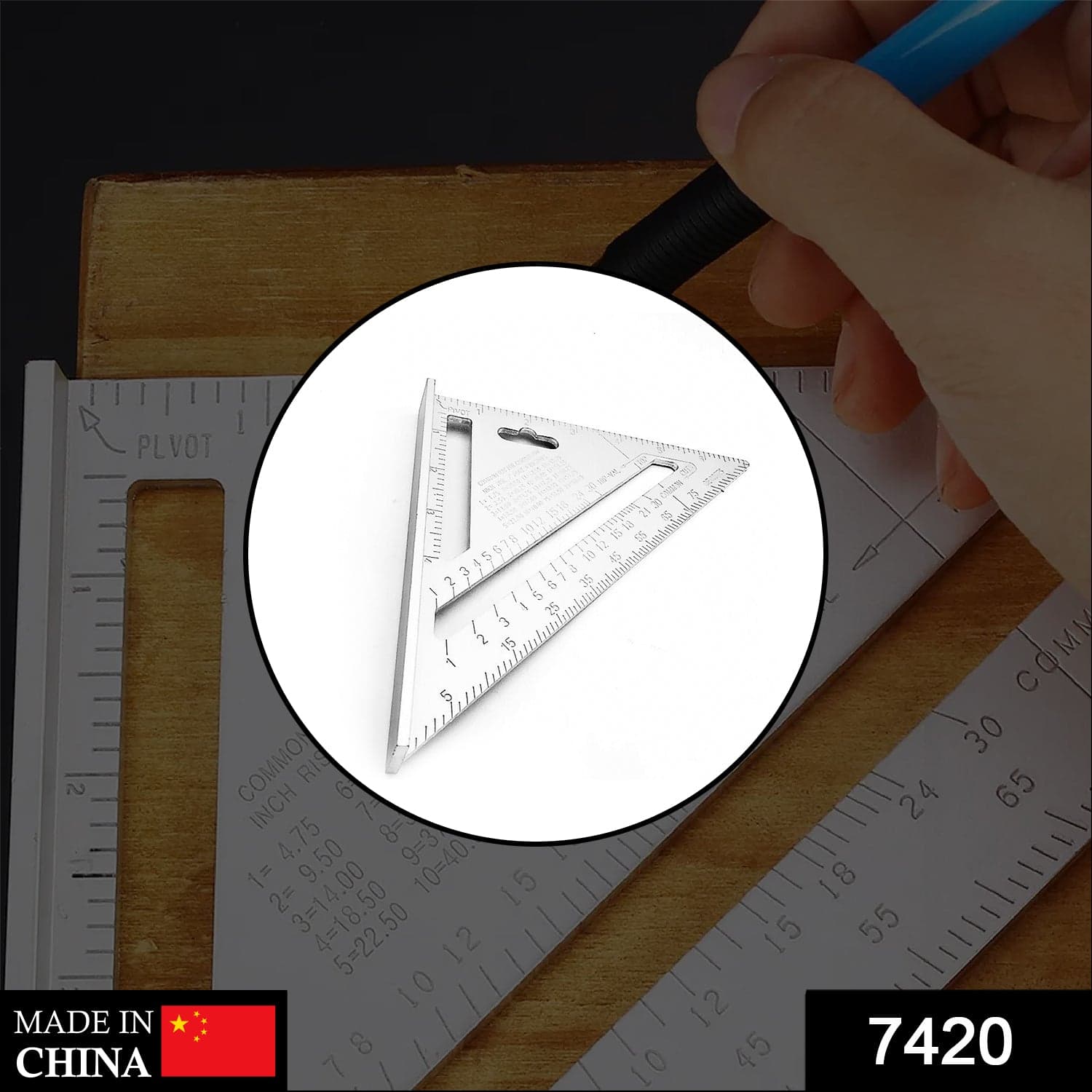 Light Weight Double Side Scale Triangle Measurement Hand Tool thumbnail 2
