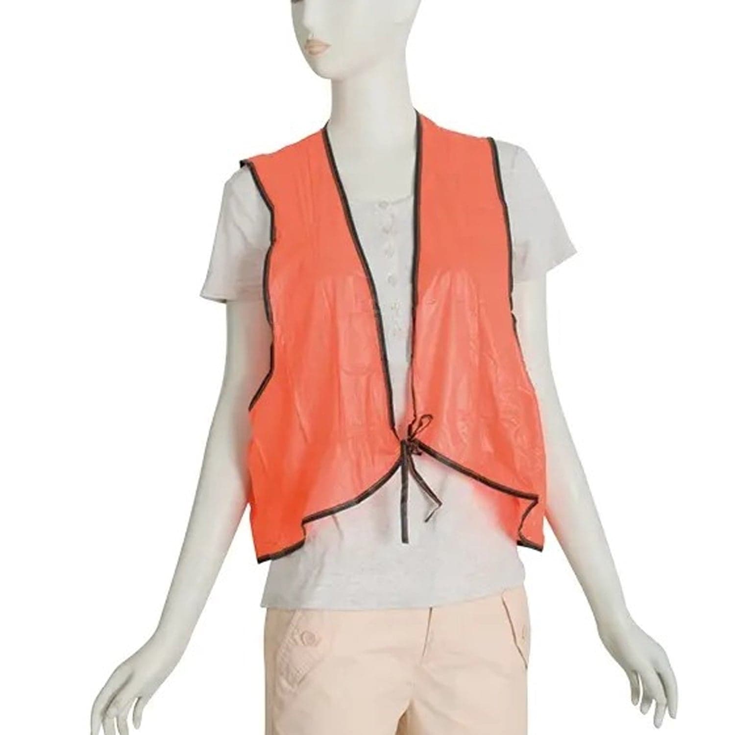 Economy PVC Safety Vest of Soft Vinyl, Tie Closure, High Visibility thumbnail 3