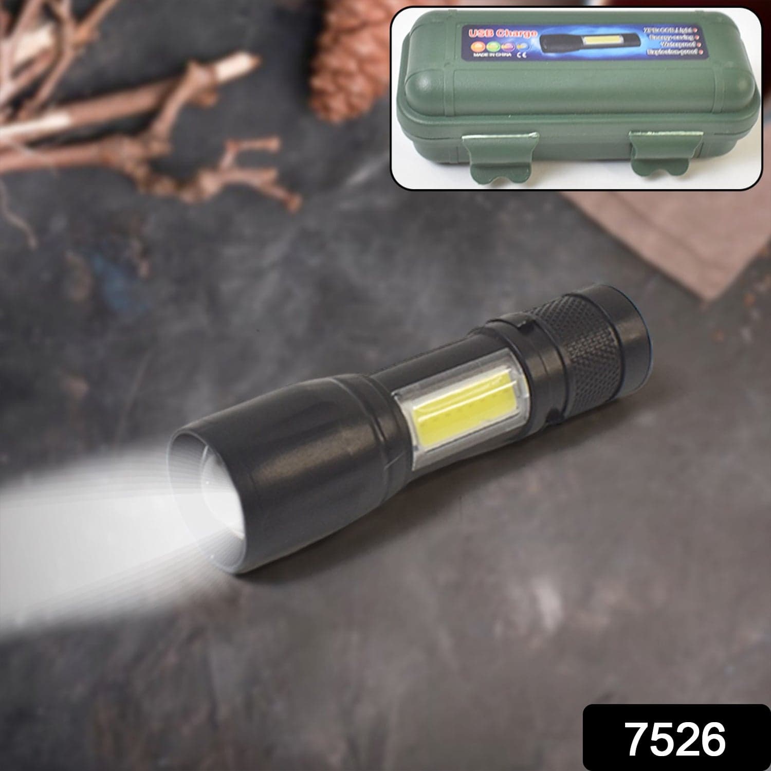 Led Usb Rechargeable Mini Flashlight Of Ultra-Bright Zoom & Cob Side Lantern thumbnail 2
