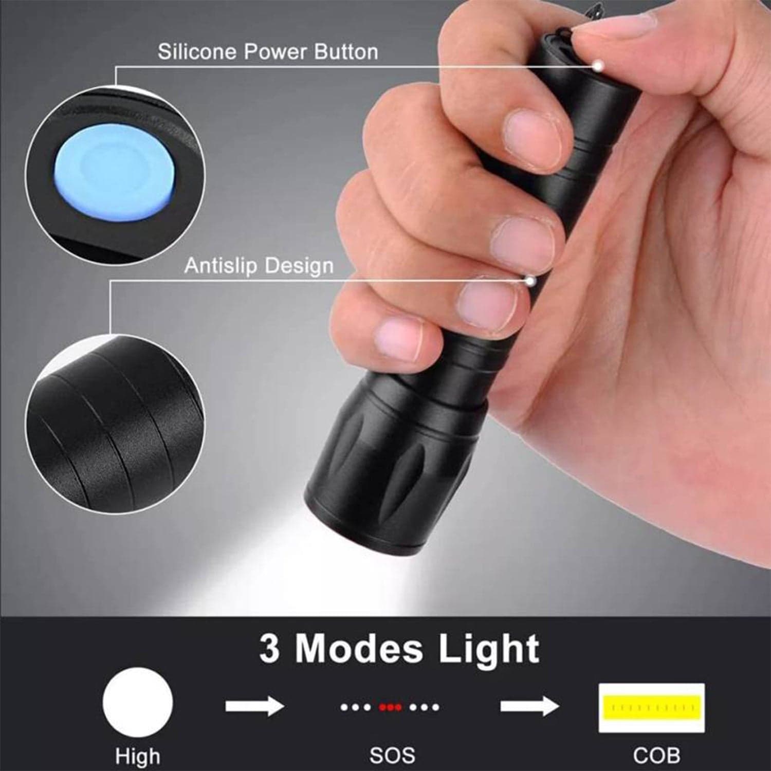 Led Usb Rechargeable Mini Flashlight Of Ultra-Bright Zoom & Cob Side Lantern thumbnail 3
