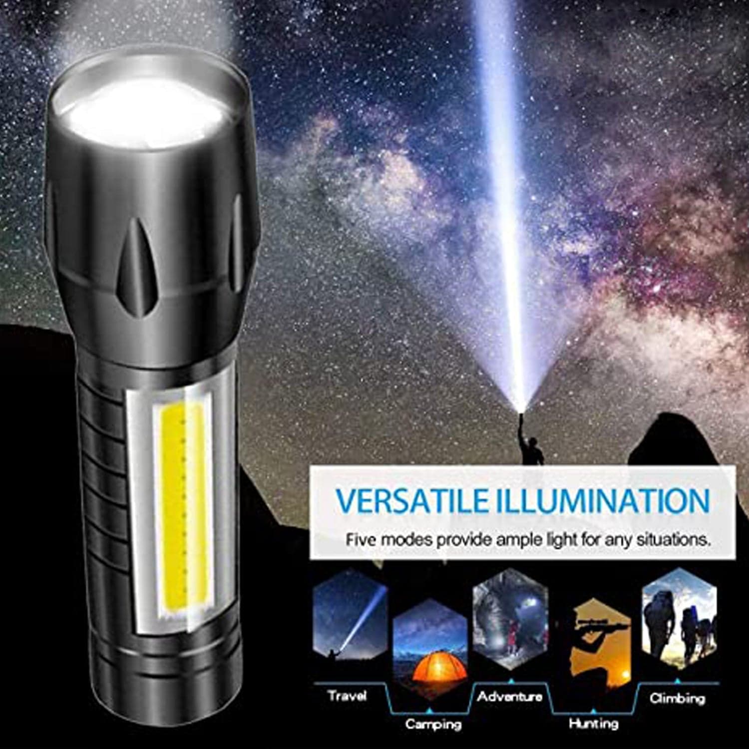 Mini Search Rechargeable LED Long Range Flashlight Emergency Light Torch thumbnail 7