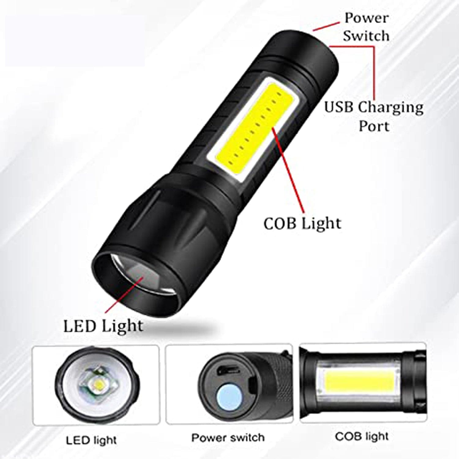Mini Search Rechargeable LED Long Range Flashlight Emergency Light Torch thumbnail 8