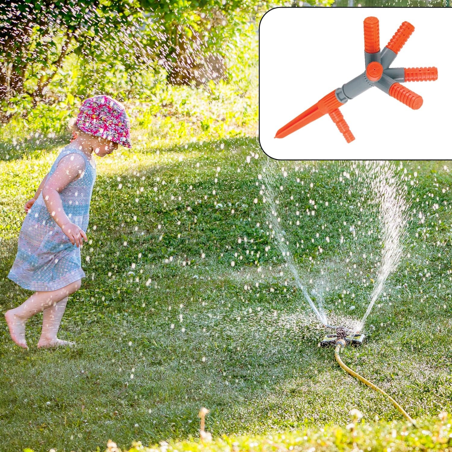 Garden Sprinkler 360° Rotating Adjustable Round 5 Arm Lawn Water Sprinkler for Watering Garden Plants / Pipe Hose Irrigation Yard Water Sprayer thumbnail 4