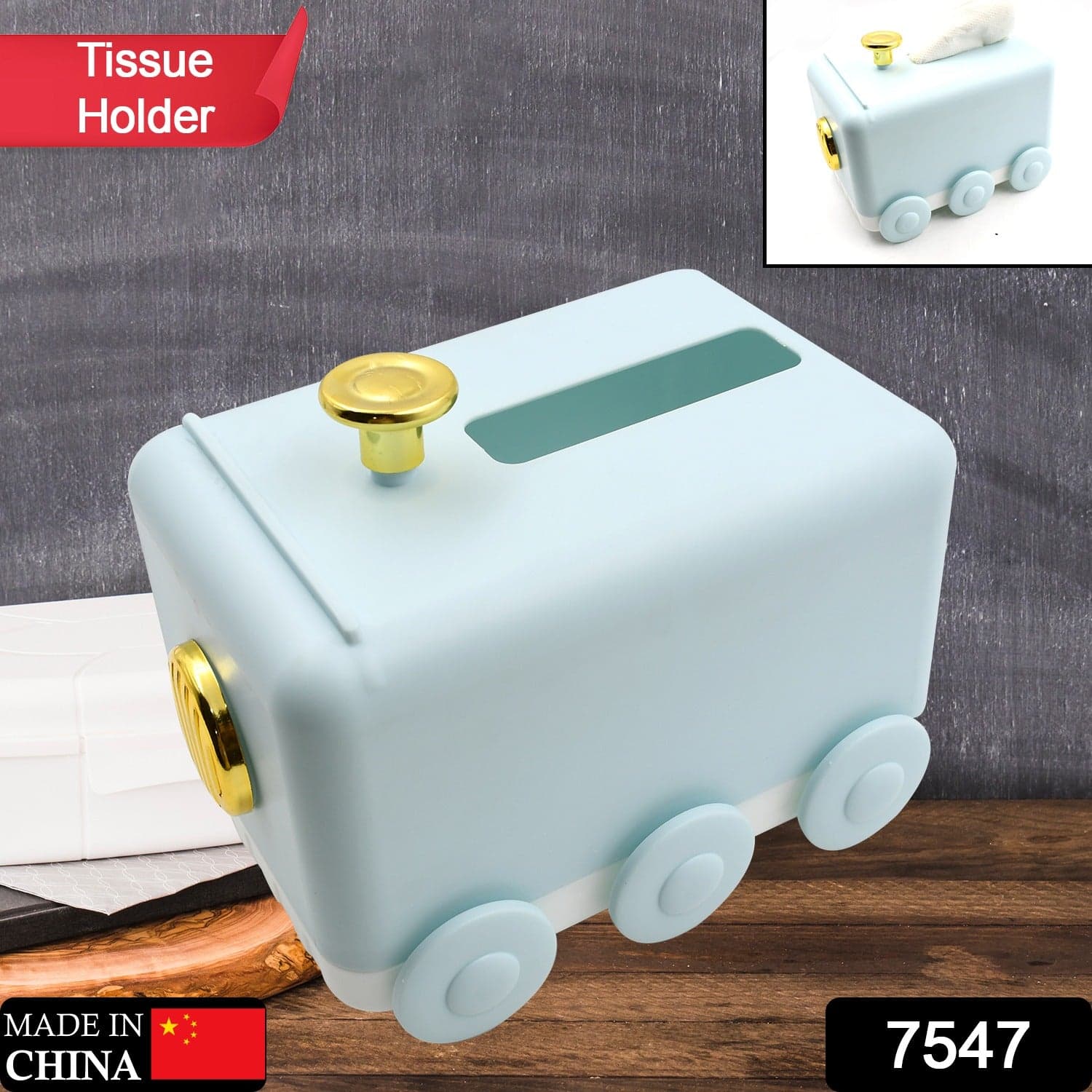 Tissue Paper Holder Unique Train Engine Tissue Storage Box Tissue Paper Holder Box | Tissue Holder Dispenser Organizer for Car Decor & Home Use thumbnail 2