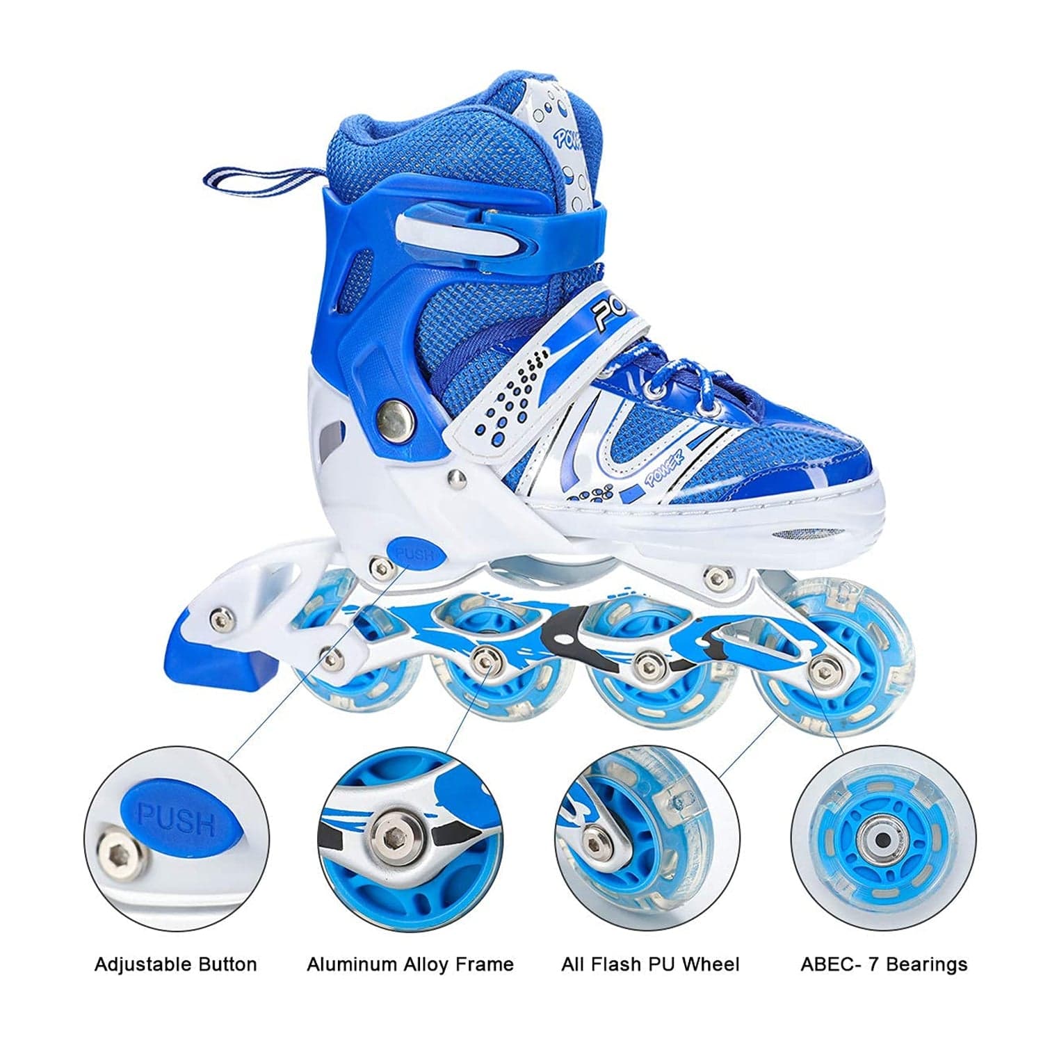 Inline Skates With Led Flashing Light Wheel With Adjustable Length Skate Premium High Quality Skates Pair (Roller Skate  thumbnail 3