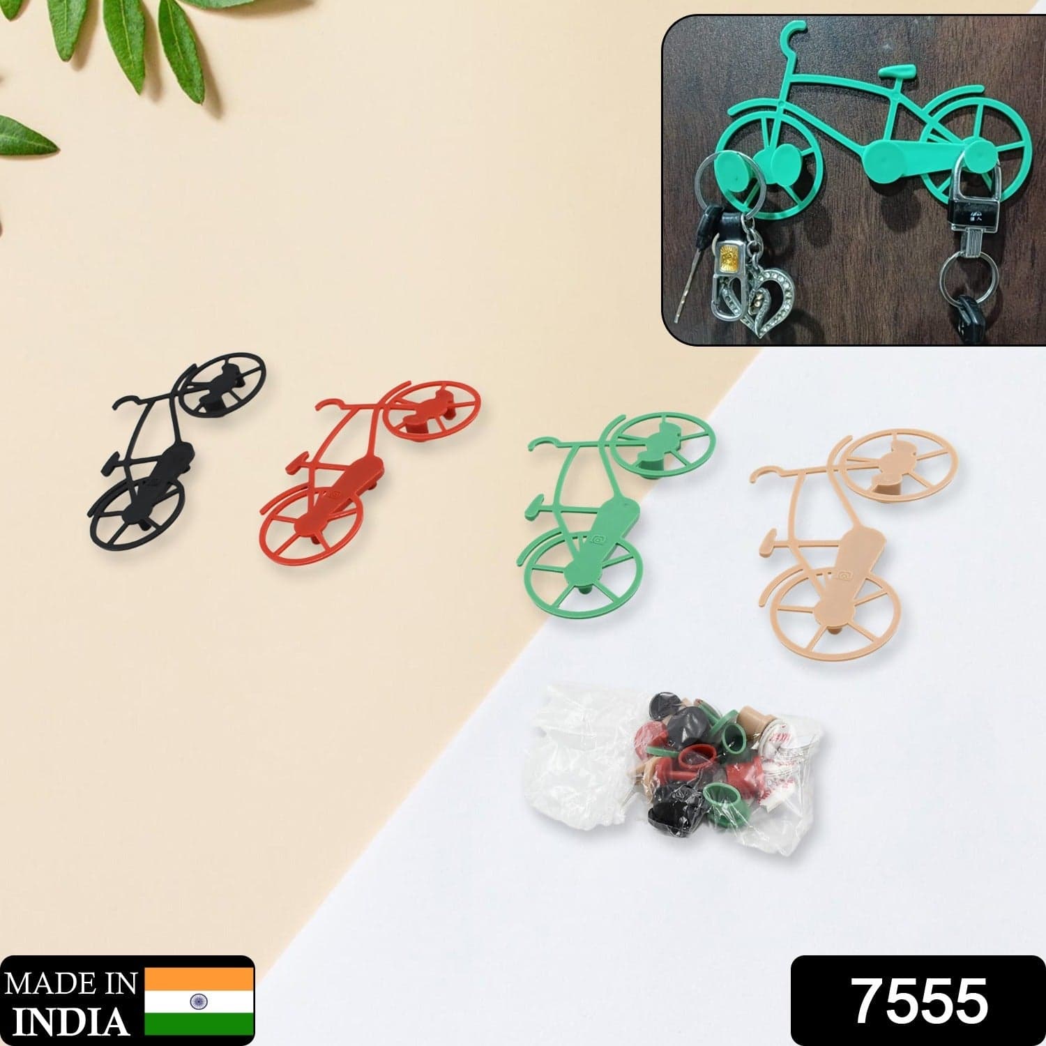 Bicycle Shape Key Chain Holder And Wall Mount Bike Hook Key Holders Plastic Key Holder For Home thumbnail 2