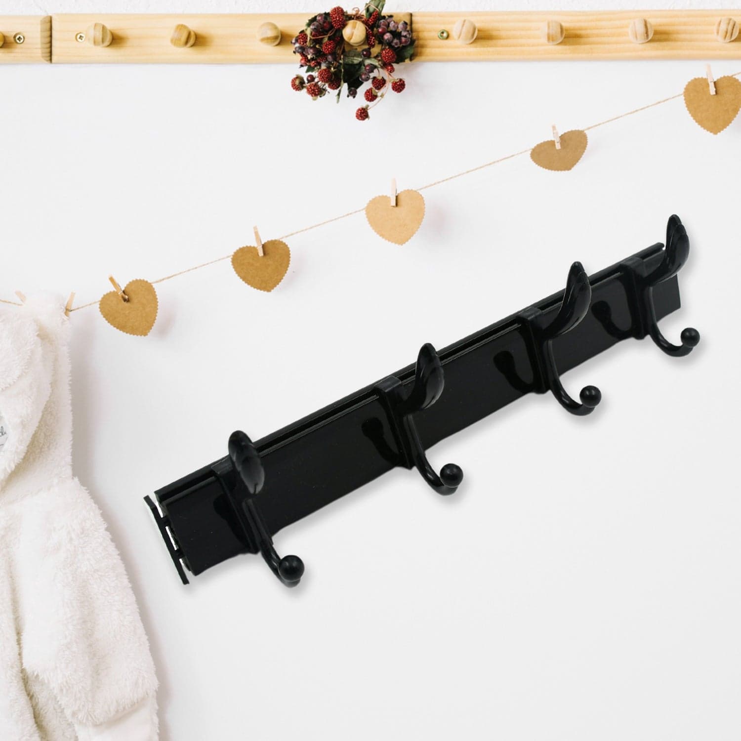 Extra Long 4-Hook Wall Coat Hanger with Eco Adhesive thumbnail 5