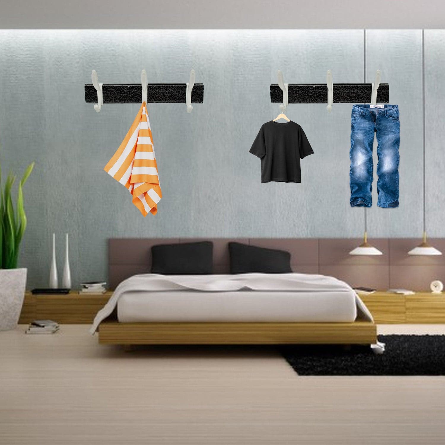 Wall Mounted Coat Hanger Rack of 6 Hooks for Clothes, Jackets & Hats thumbnail 7