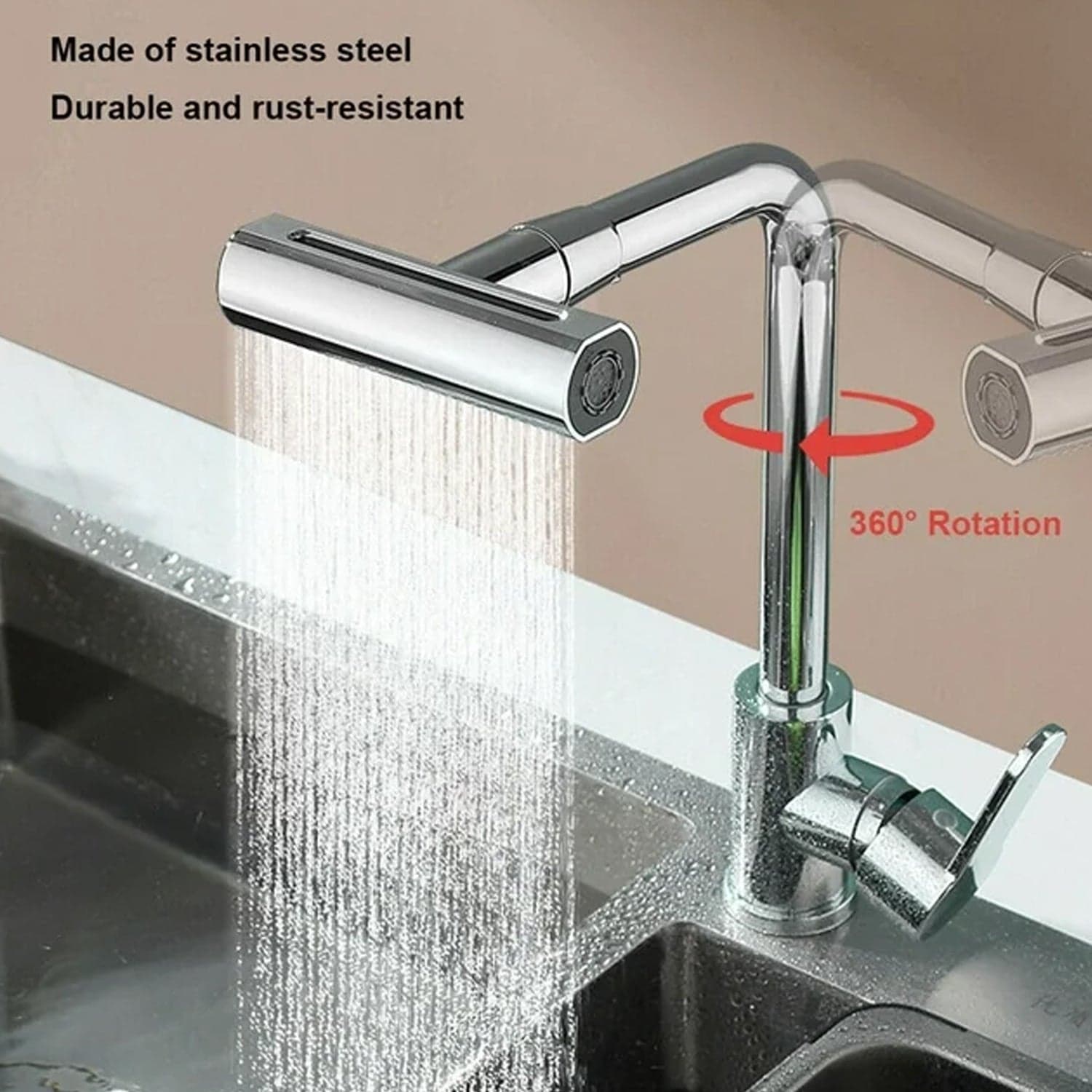 360° Rotating Waterfall Kitchen Faucet of Touch & Swivel Sink Extender (4 In 1 ) thumbnail 3