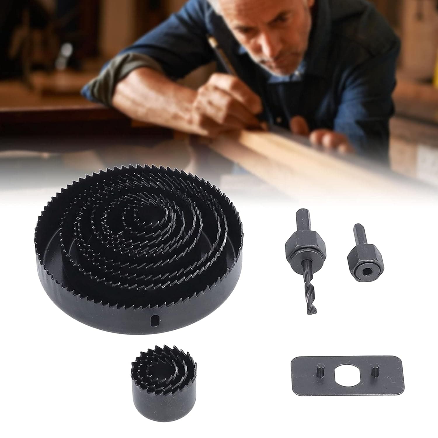 Drill Hole Cutter, Carbon Steel High Accuracy Incisive Hole Saw For Cutting Pcv For Cutting Plastic For Cutting Wood Hole Saw Kit (18 Pcs Set) thumbnail 3