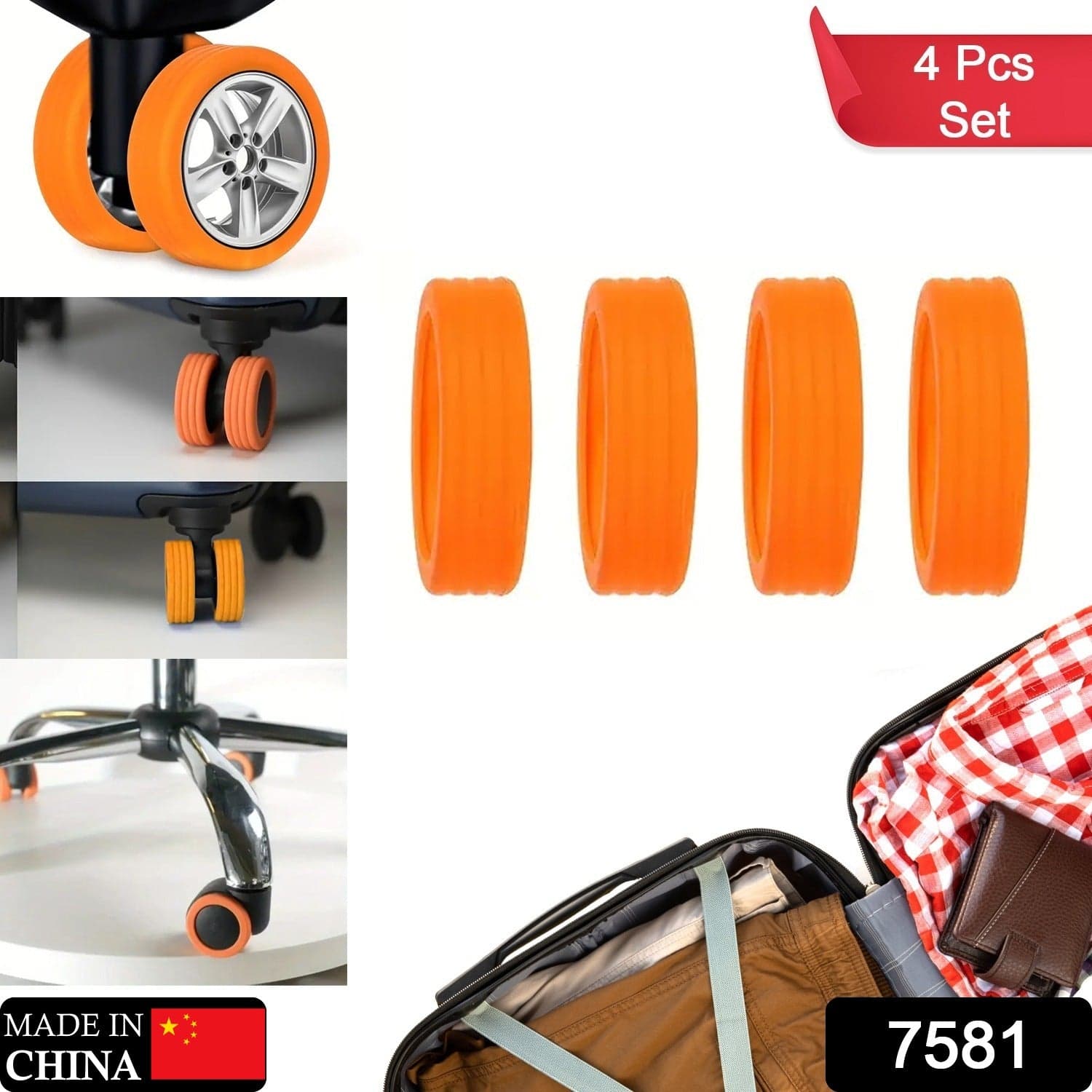 Silicone Suitcase Wheel Covers of Noise Reduction & Protection (4 Pc Set) thumbnail 2
