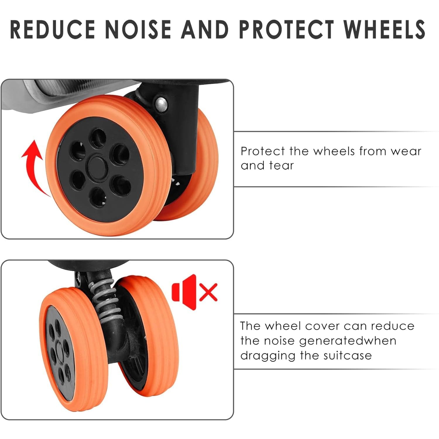 Silicone Suitcase Wheel Covers of Noise Reduction & Protection (4 Pc Set) thumbnail 5