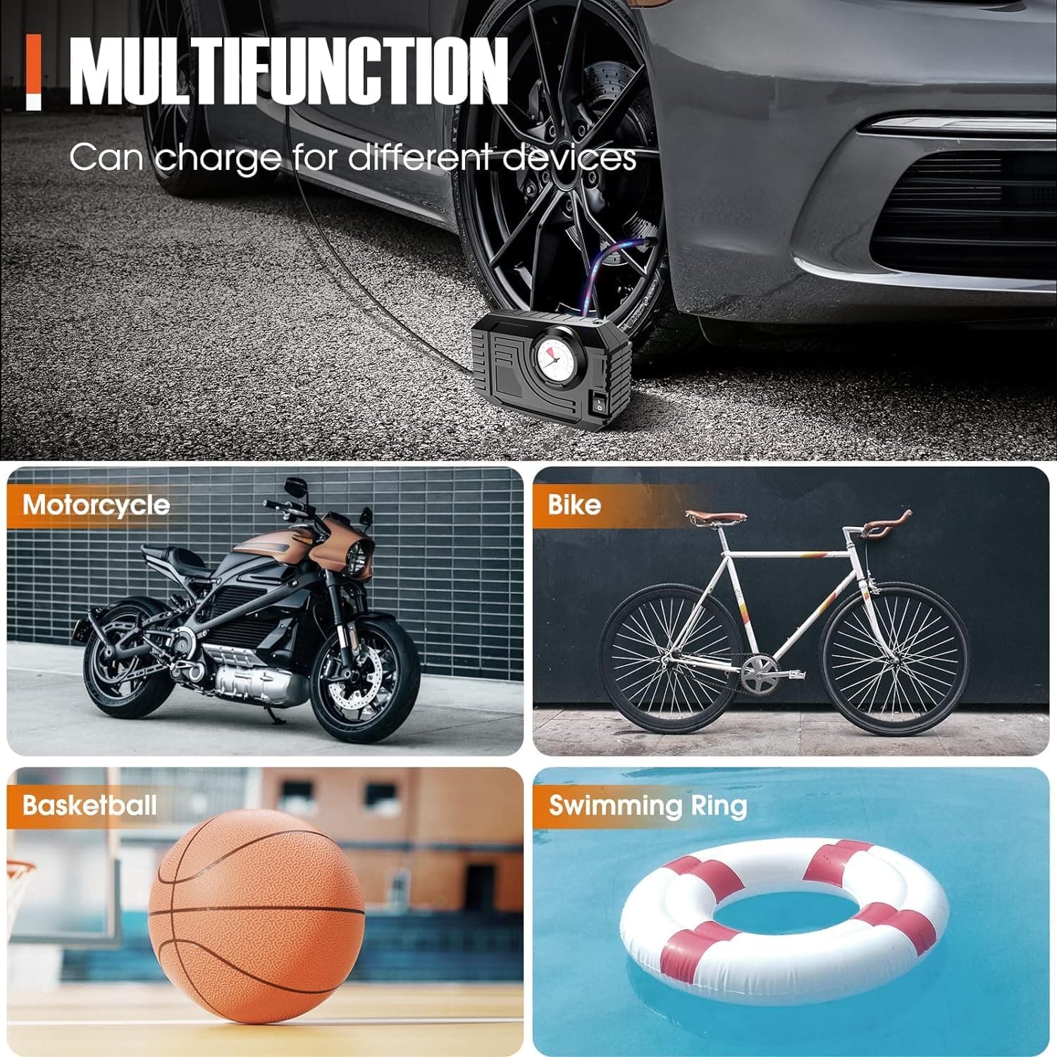 Tire Inflator Portable Air Compressor 12V Small Air Pump For Car Tires Bicycle Balloons thumbnail 3