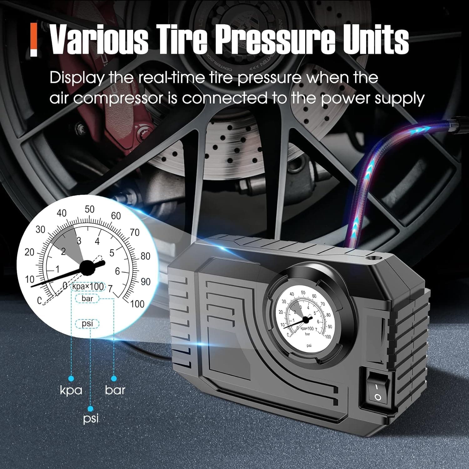 Tire Inflator Portable Air Compressor 12V Small Air Pump For Car Tires Bicycle Balloons thumbnail 7