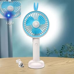 Mini Portable Hand Fan Usb Rechargeable Fan With Led Light (Battery Not Include)