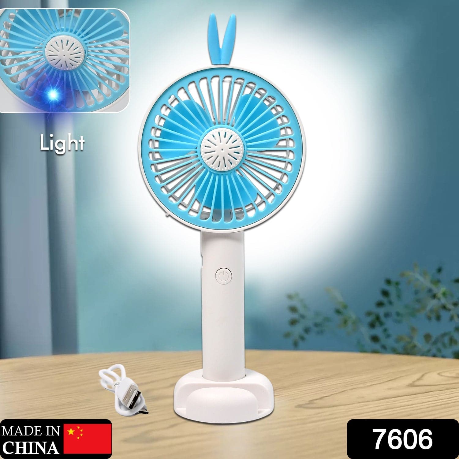 Mini Portable Hand Fan Usb Rechargeable Fan With Led Light (Battery Not Include) thumbnail 2