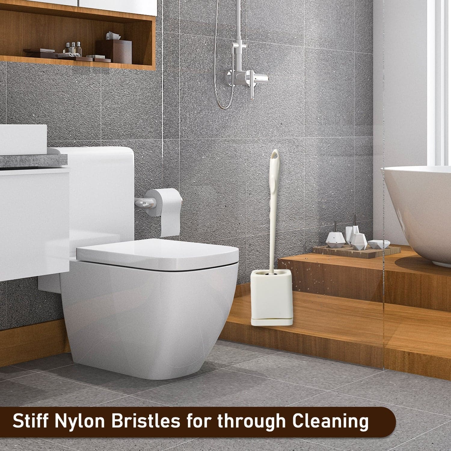 Toilet Brush Set with Holder of Long Handle Cleaning Tool thumbnail 7