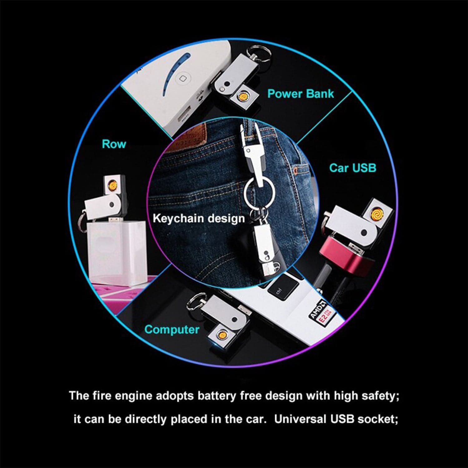 USB Mini Portable Lighters With Thin Metal Creative thumbnail 7