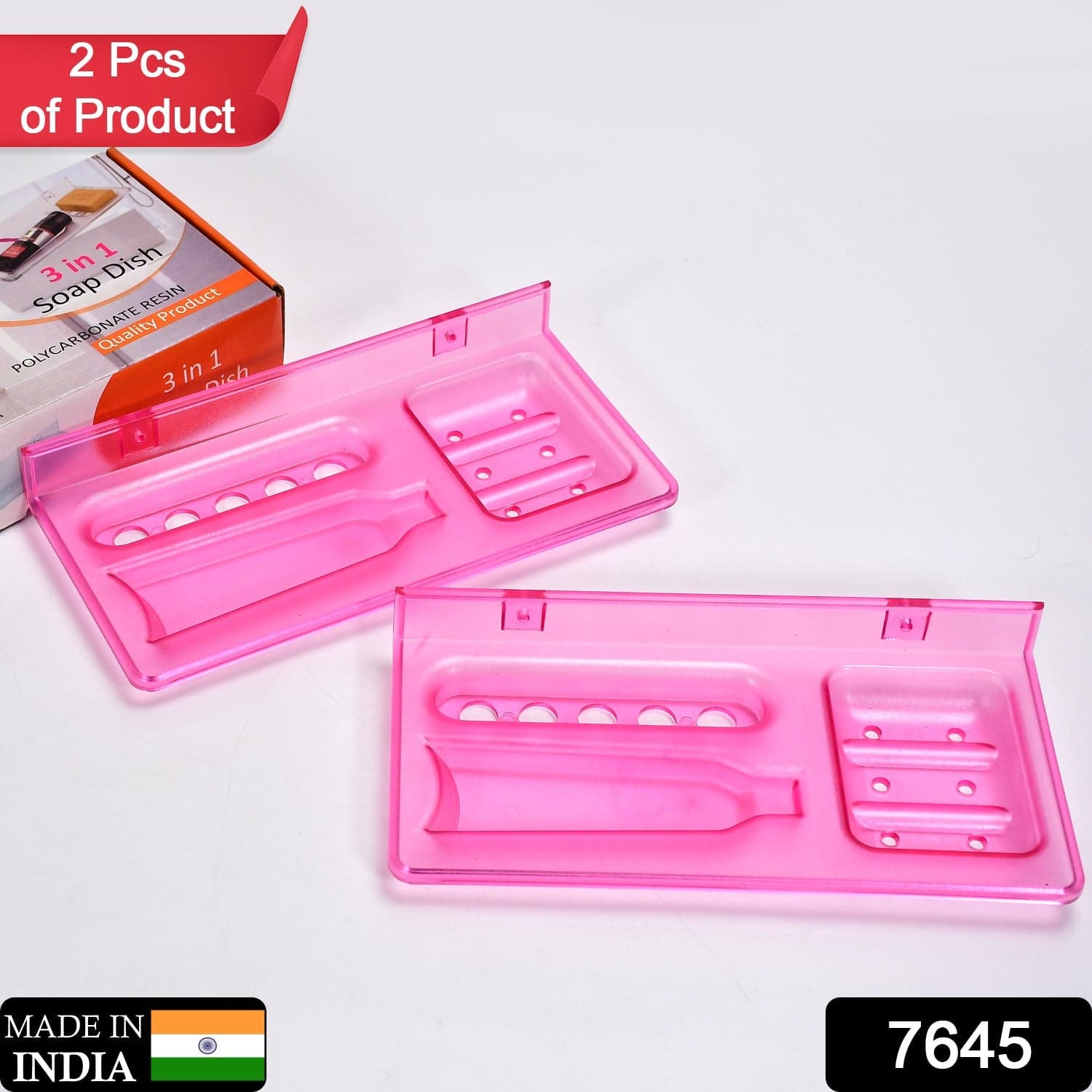 3-in-1 Glass Soap Dish for Bathroom Ware by Pure Source India thumbnail 2