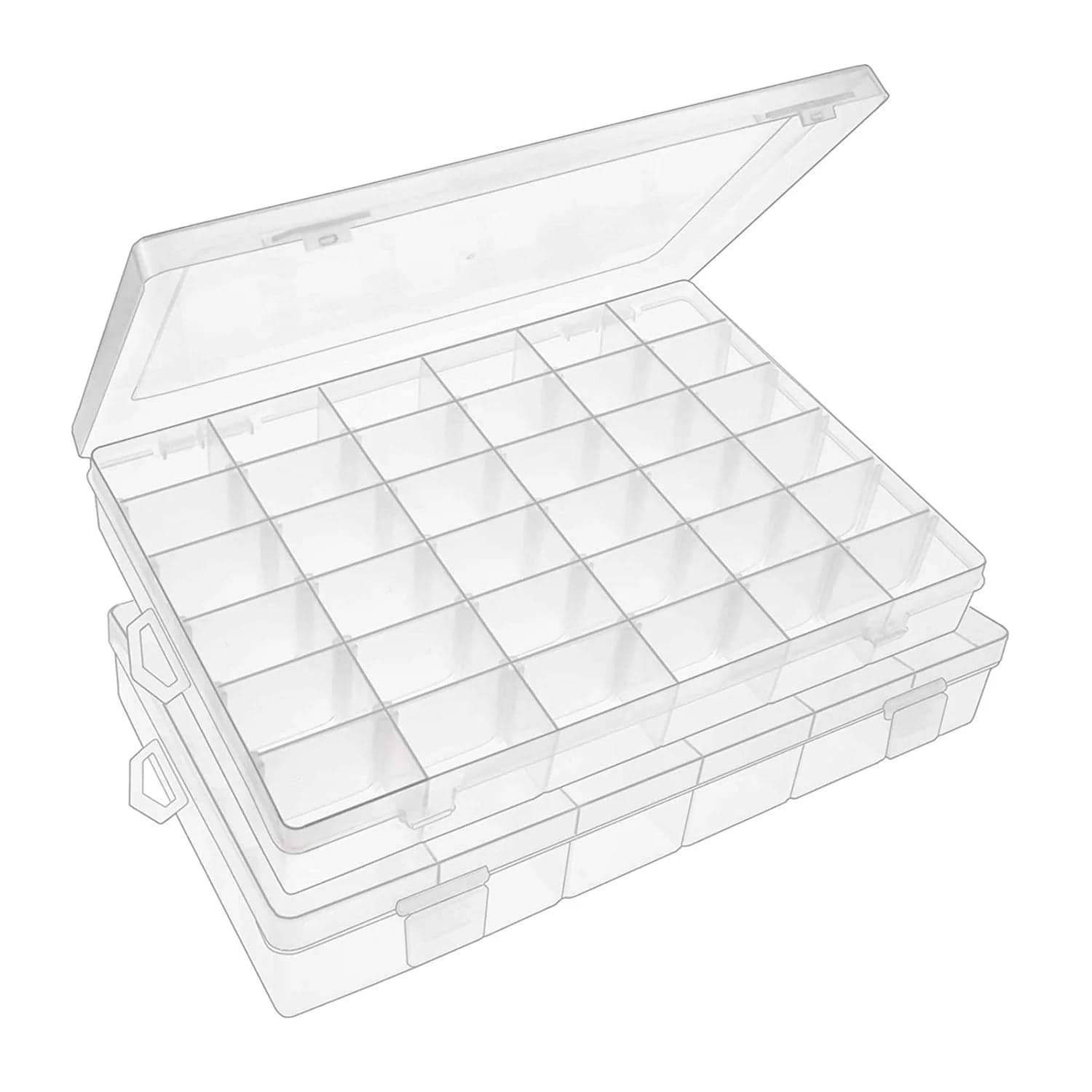 36 Grids Clear Plastic Organizer Jewelry Storage Box With Adjustable Dividers thumbnail 4