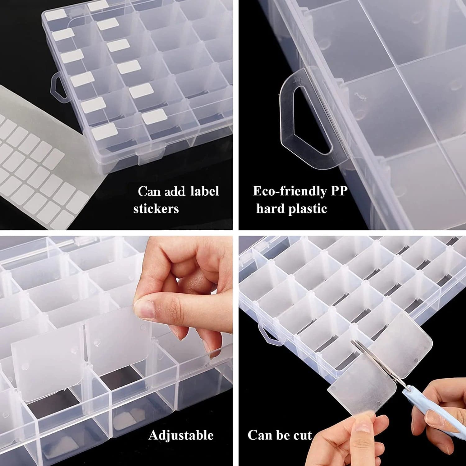 36 Grids Clear Plastic Organizer Jewelry Storage Box With Adjustable Dividers thumbnail 6