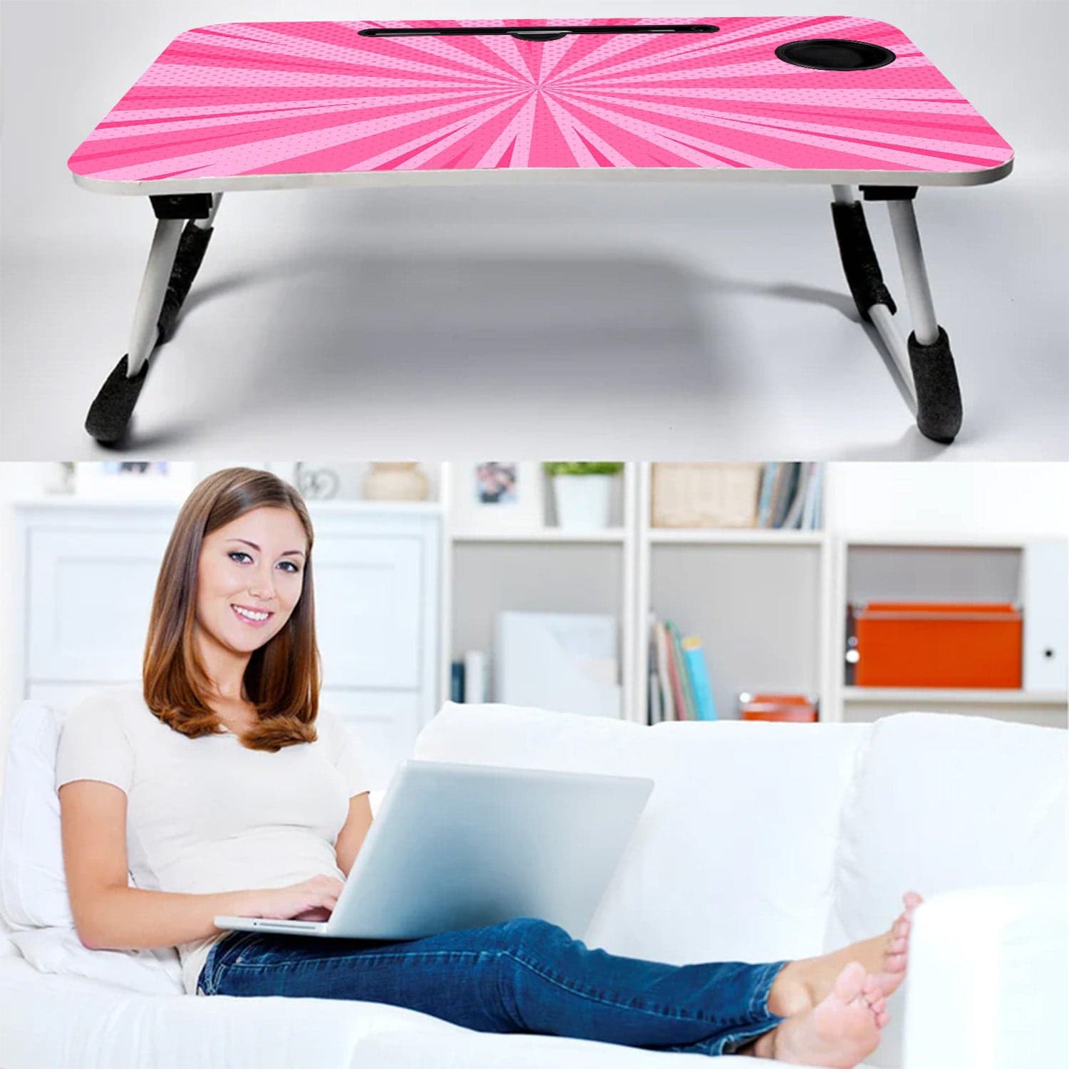 Barbie Design Foldable Study & Laptop Table for Children with Tablet Slot & Cup Holder thumbnail 3