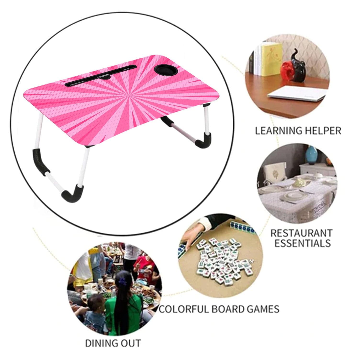 Barbie Design Foldable Study & Laptop Table for Children with Tablet Slot & Cup Holder thumbnail 4