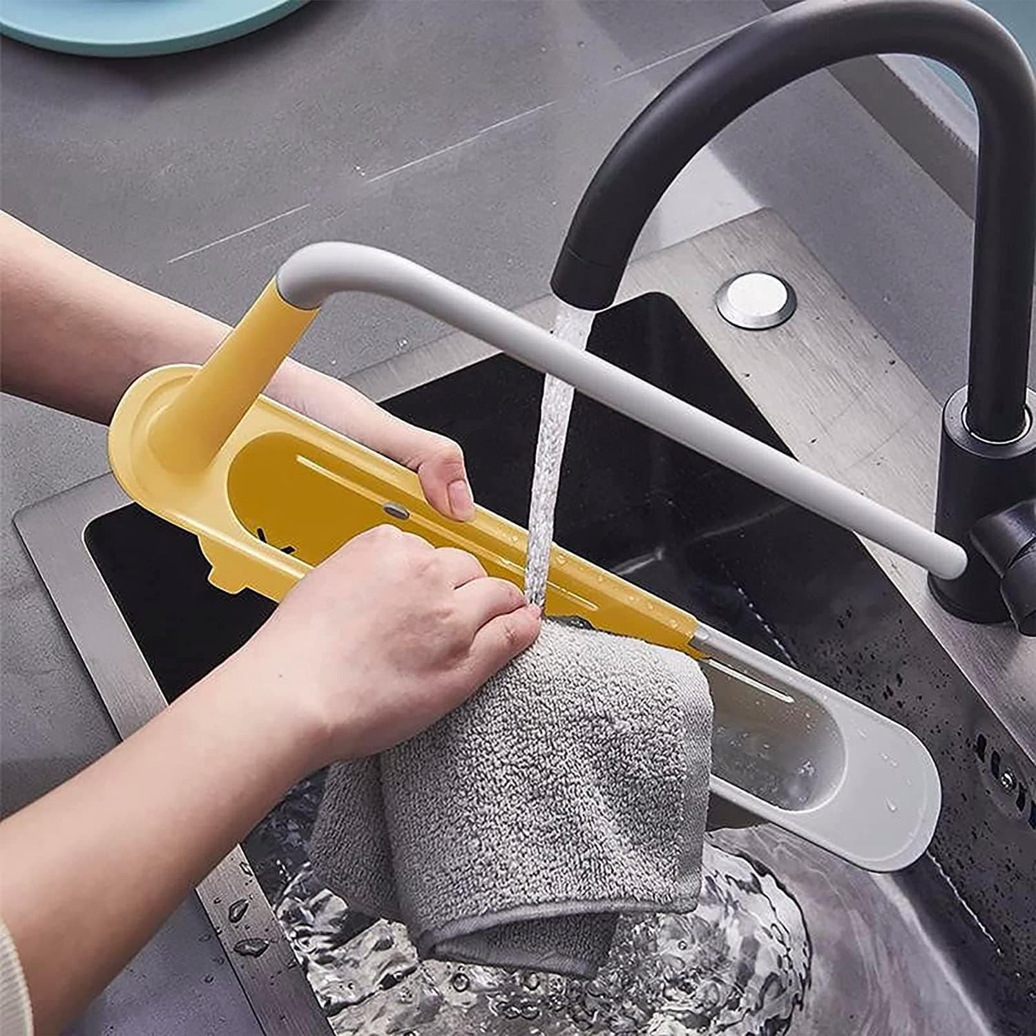 Telescopic Sink Storage Rack Material Kitchen Rag Rack Dishwashing Organizer Shelf Drain Basket Pp Under Sink Organizers ( Mic Color 1 Pc) thumbnail 6