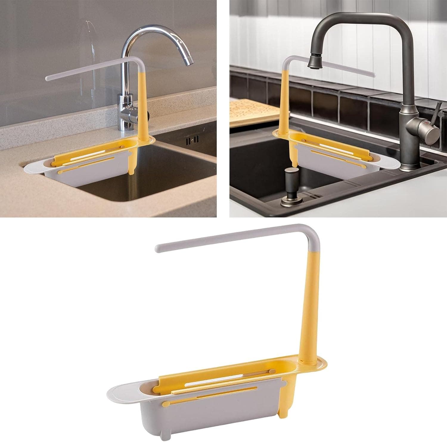 Telescopic Sink Storage Rack Material Kitchen Rag Rack Dishwashing Organizer Shelf Drain Basket Pp Under Sink Organizers ( Mic Color 1 Pc) thumbnail 7