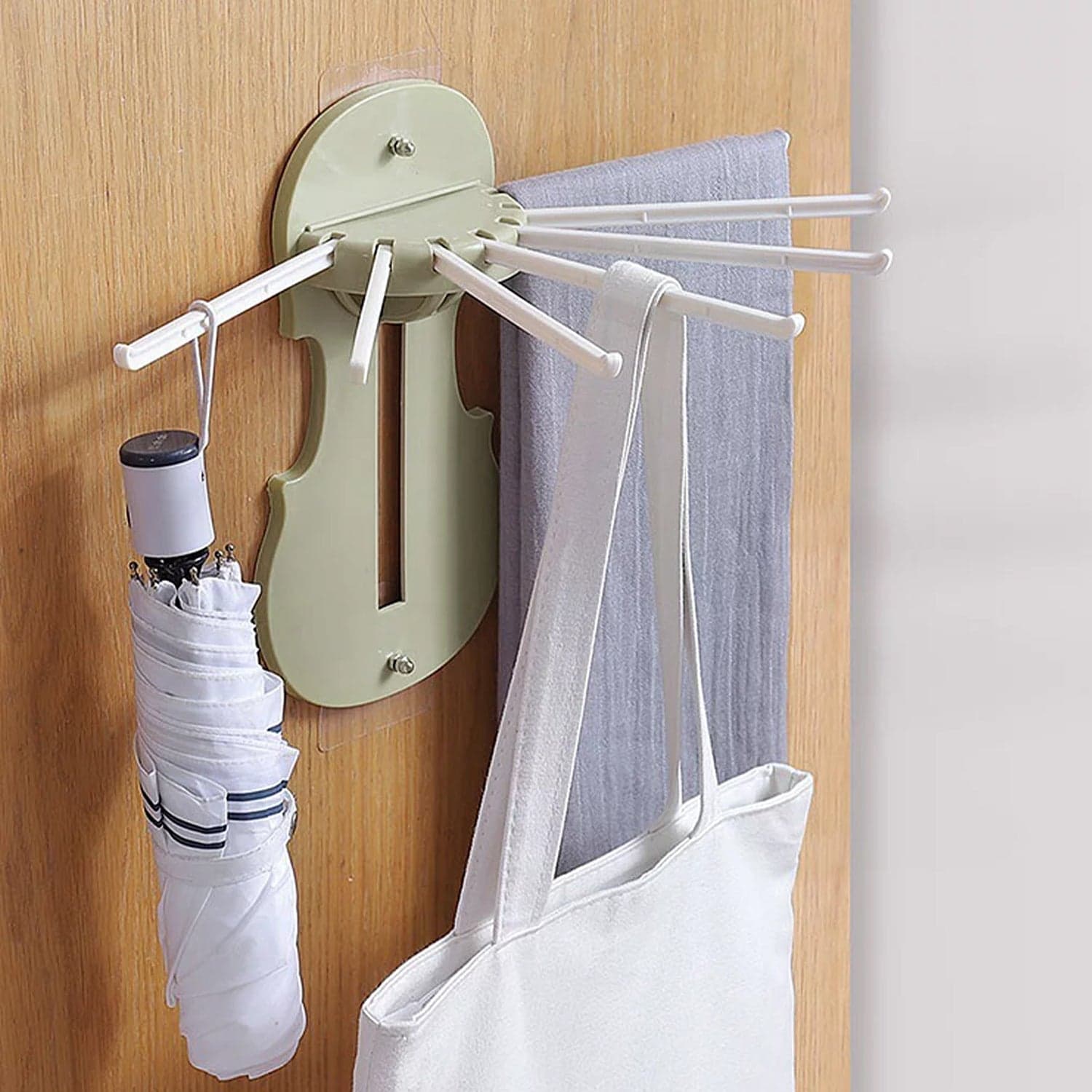 Plastic 7-in-1 Multifunction Retractable Wall-Mounted Pull-Out Hanger Rack Without Punching Hooks Up for Kitchen Bathroom thumbnail 1