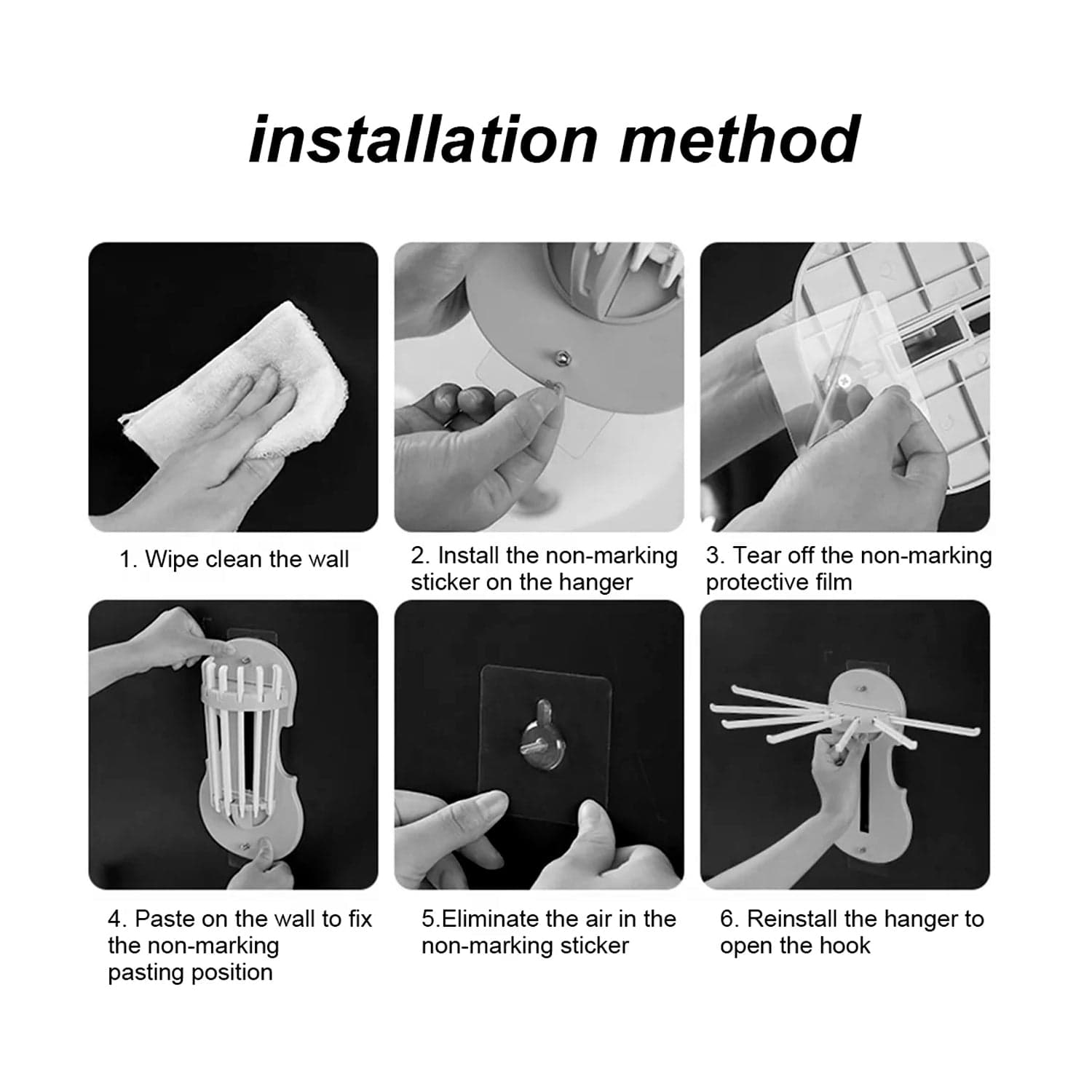 Plastic 7-in-1 Multifunction Retractable Wall-Mounted Pull-Out Hanger Rack Without Punching Hooks Up for Kitchen Bathroom thumbnail 6