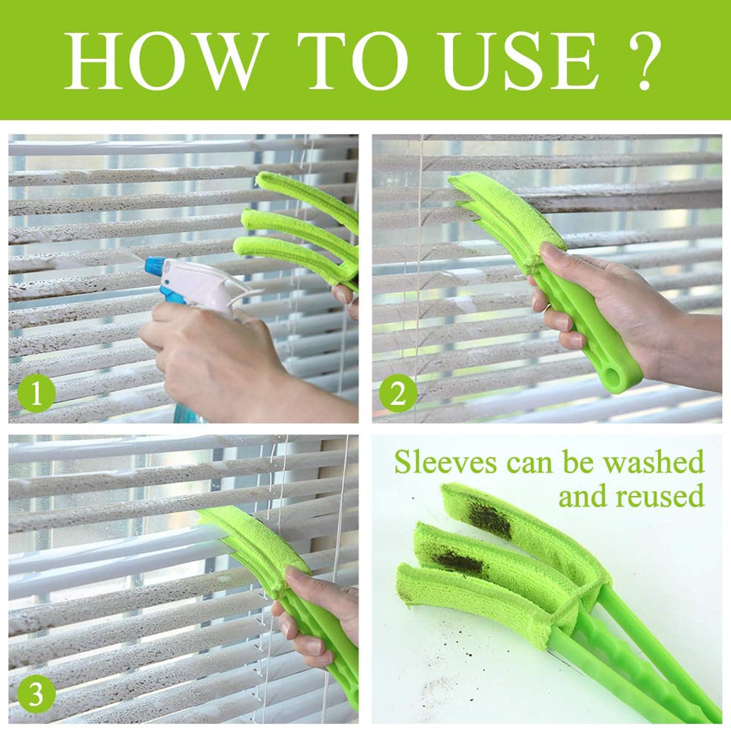 Window Blind Cleaner Brush with Microfiber Sleeves of Dusting Tool for Shutters & AC (1 Pc) thumbnail 4