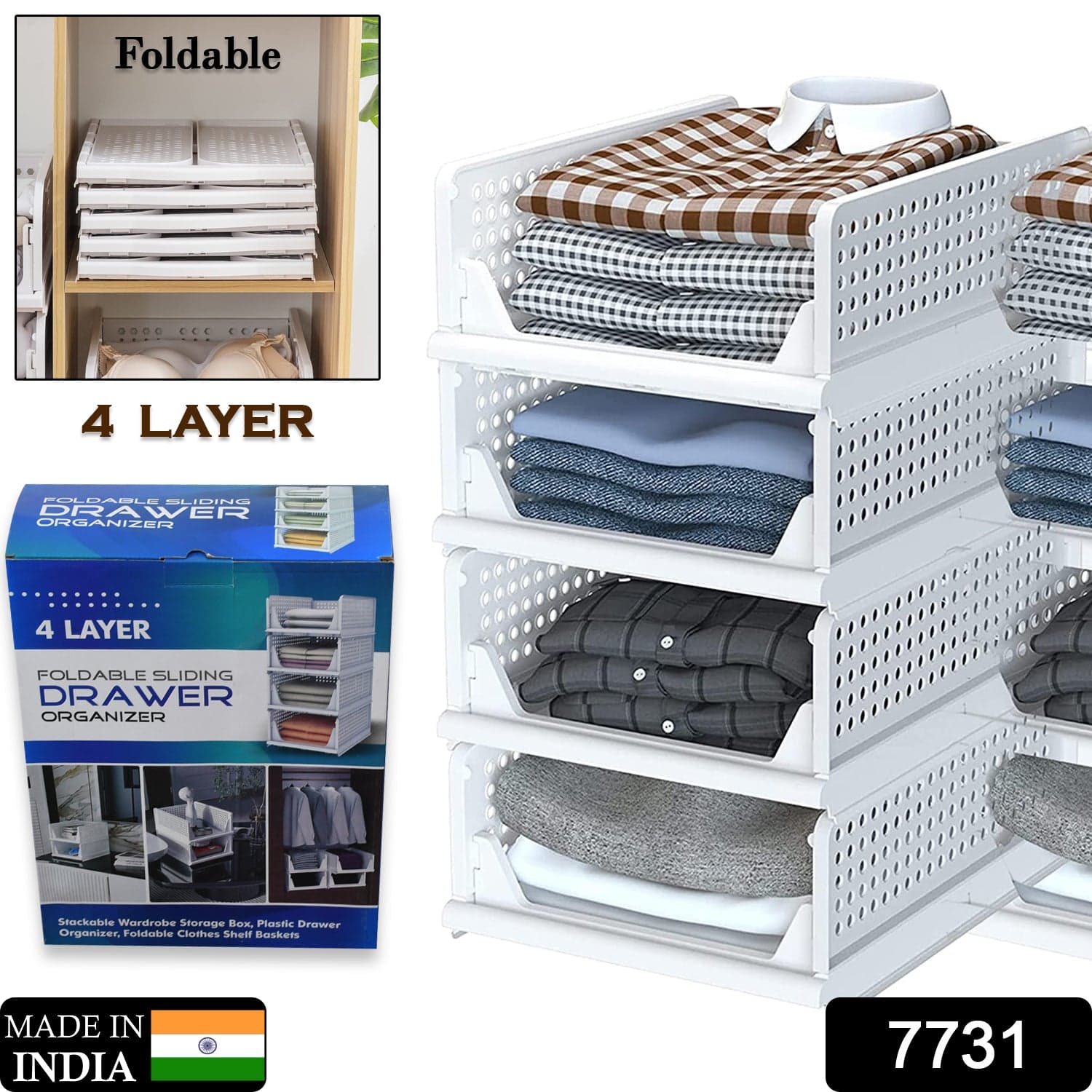 Clothes Organizer 4 Layer Drawer For Wardrobe Cupboard Organizer For Clothes thumbnail 2