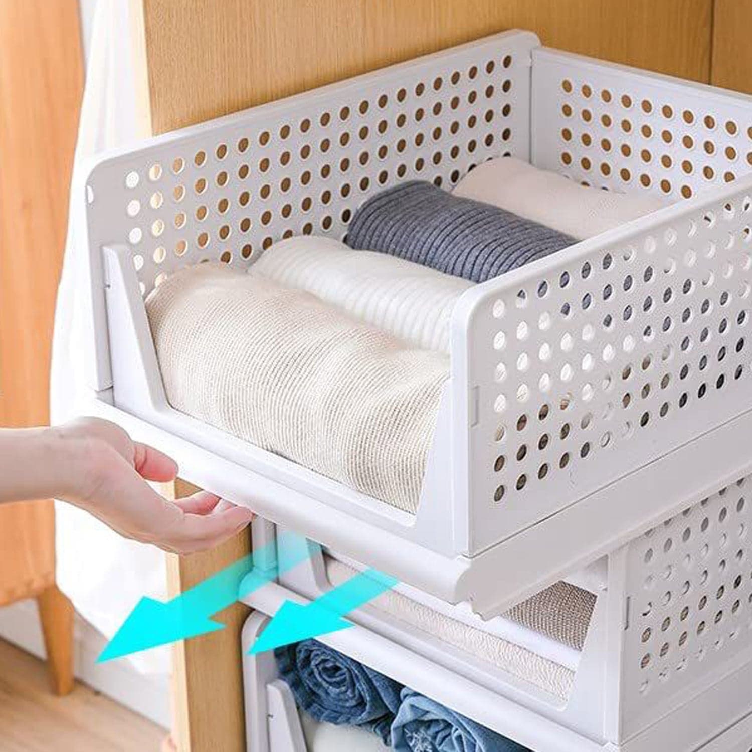 3 Layer Clothes Organizer For Wardrobe Cupboard Organizer For Clothes Foldable And Stackable Closet Organizer Drawer Organizer For Clothes thumbnail 4