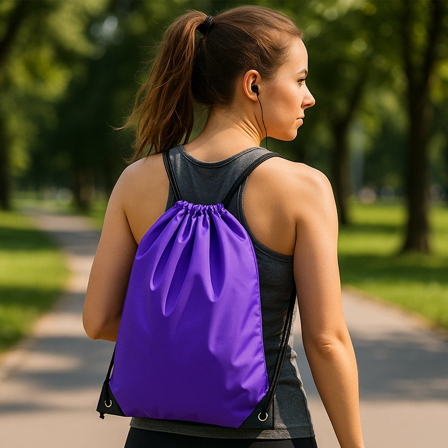 Water Resistant Nylon Drawstring Backpack Bag 1 Pc thumbnail 3