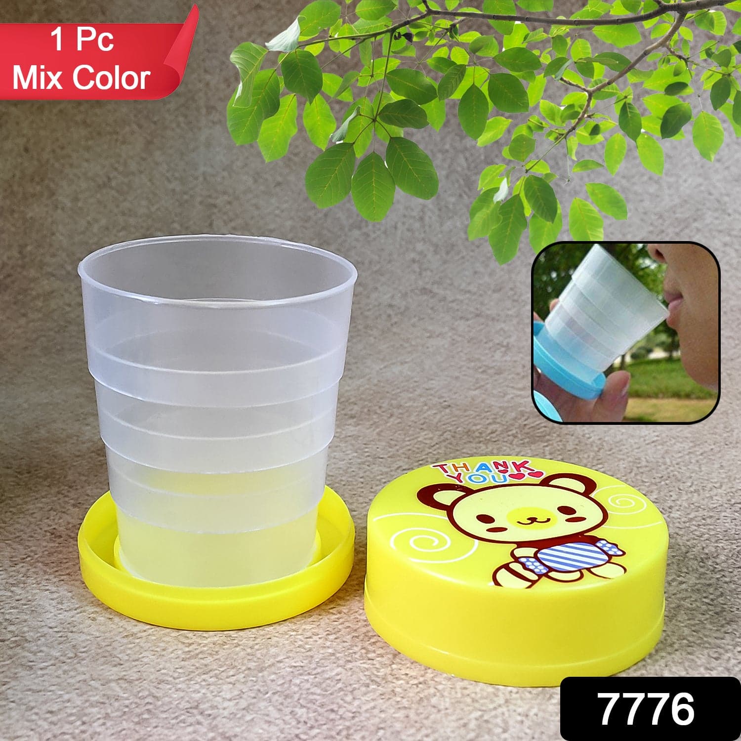 Portable Travelling Cup/Tumbler With Lid Folding / Pocket Glass For Travelling thumbnail 2