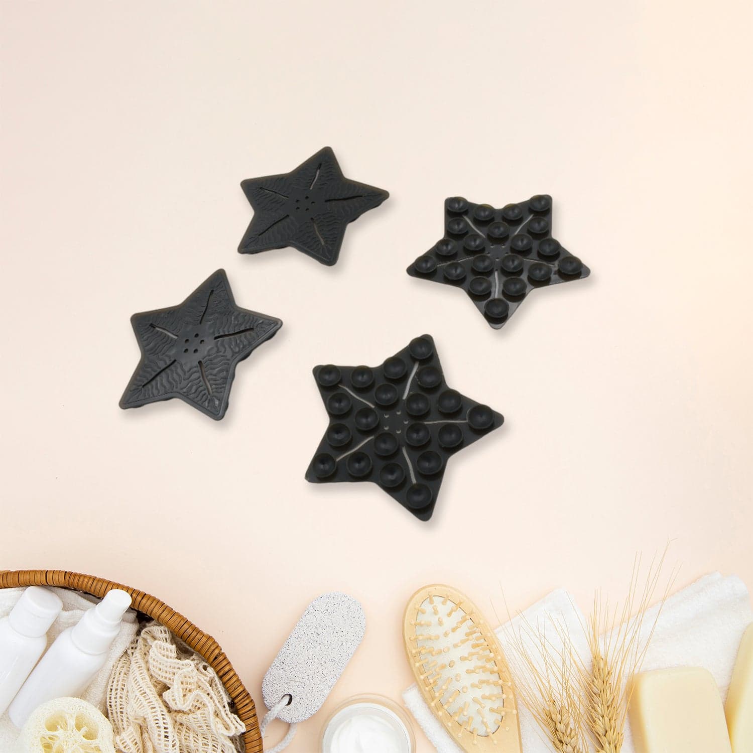 Mini Pvc Anti-Slip Bat Mat Non Slip Baby Bath Mats, Mini Child Safety Anti Slip Shower Mats Star Shaped For Kids (4 Pc Set) thumbnail 1