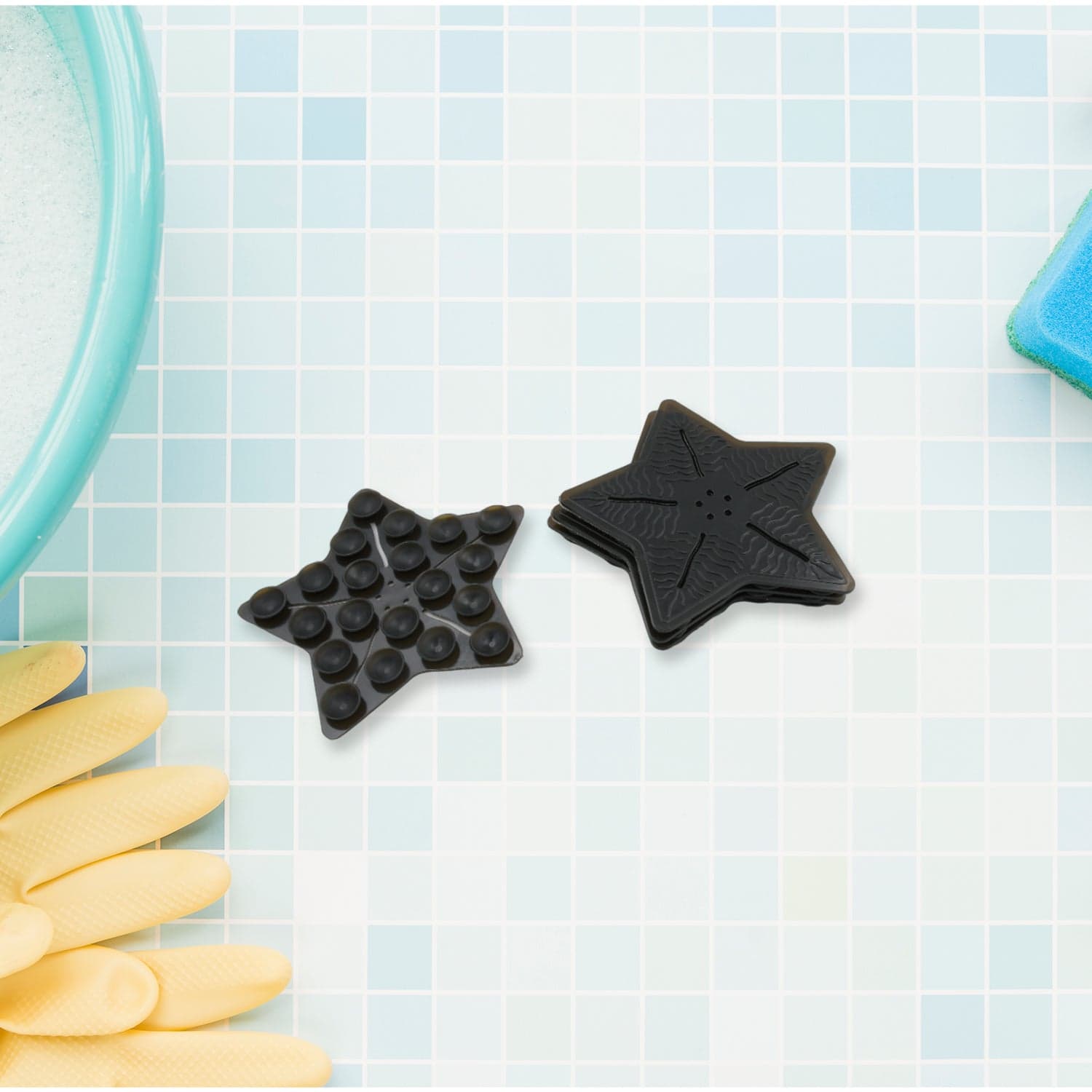 Mini Pvc Anti-Slip Bat Mat Non Slip Baby Bath Mats, Mini Child Safety Anti Slip Shower Mats Star Shaped For Kids (4 Pc Set) thumbnail 4