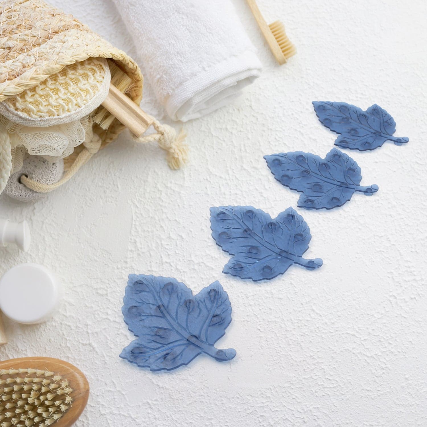 Mat, Mini Pvc Anti-Slip Bat Mat Non Slip Baby Bath Mats, Mini Child Safety Anti Slip Shower Mats Leaf Shaped For Kids (4 Pc Set) thumbnail 1
