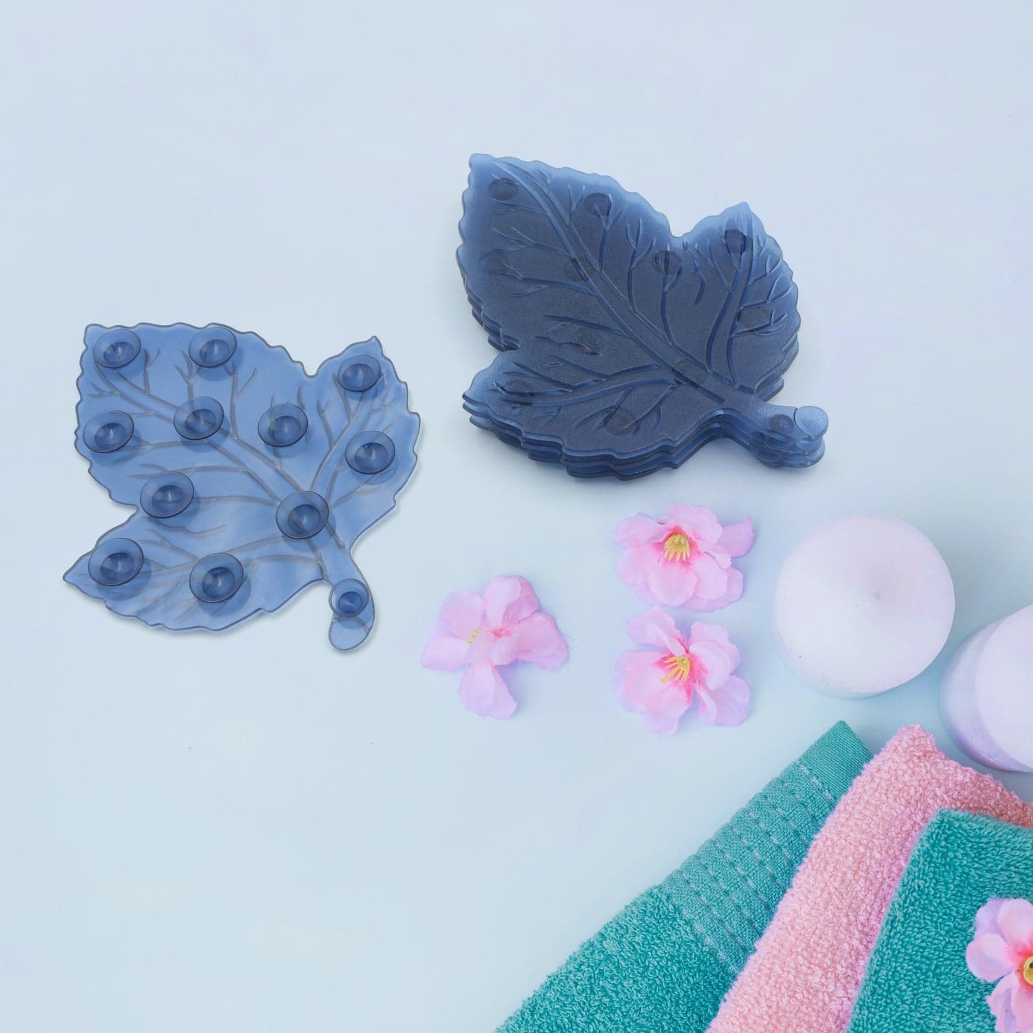 Mat, Mini Pvc Anti-Slip Bat Mat Non Slip Baby Bath Mats, Mini Child Safety Anti Slip Shower Mats Leaf Shaped For Kids (4 Pc Set) thumbnail 3