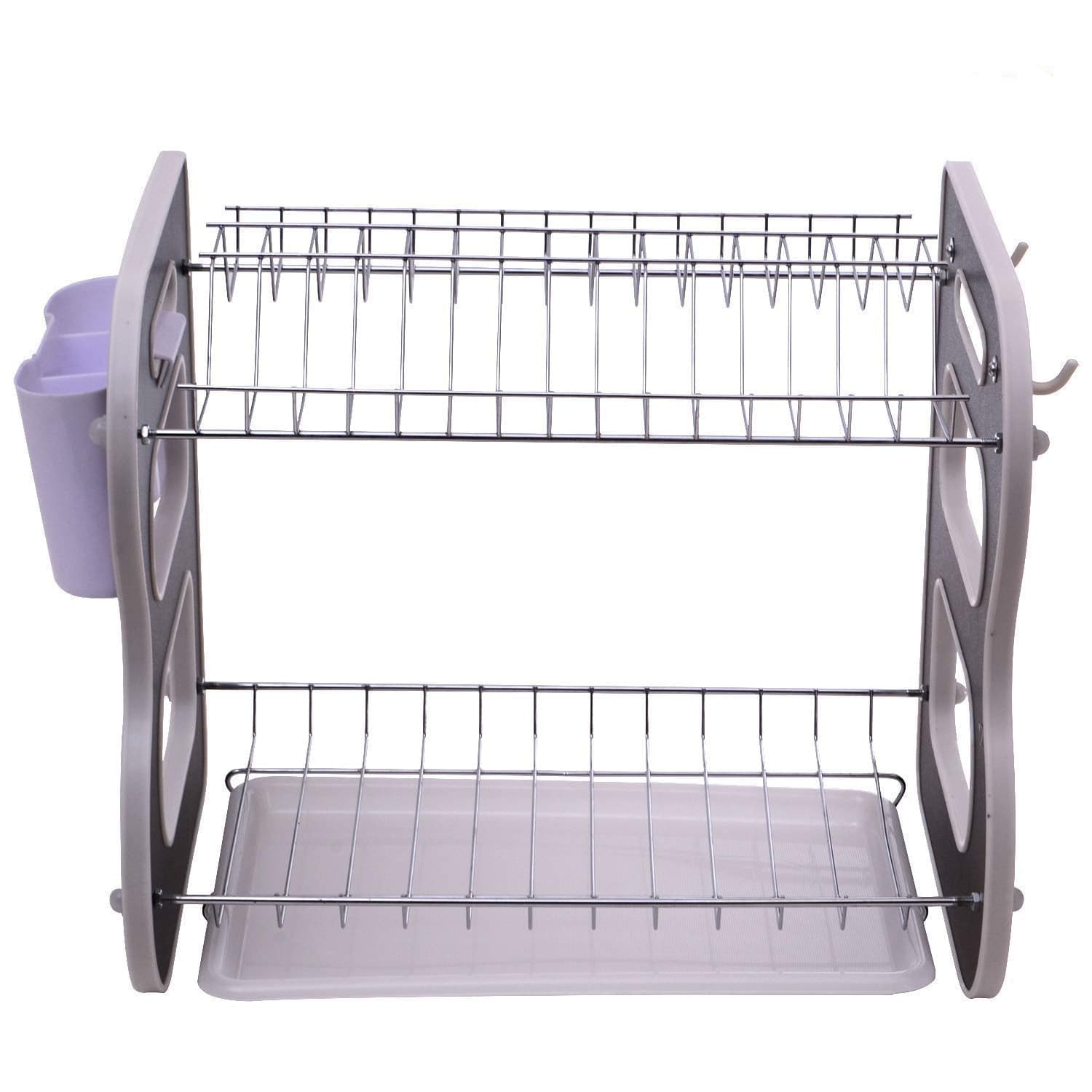 DISH DRAINER TWO LAYER DISH DRYING RACK WITH DRAIN BOARD thumbnail 5
