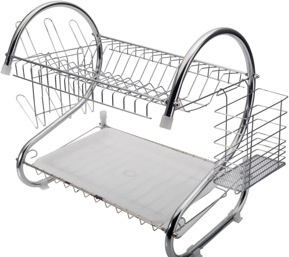 STAINLESS STEEL RECTANGLE DISH DRAINER RACK / BASKET WITH DRIP TRAY thumbnail 4