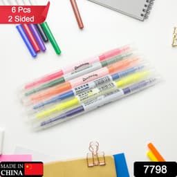 Dual-Headed Highlighter 6 Colors Double Head Highlighter Pen