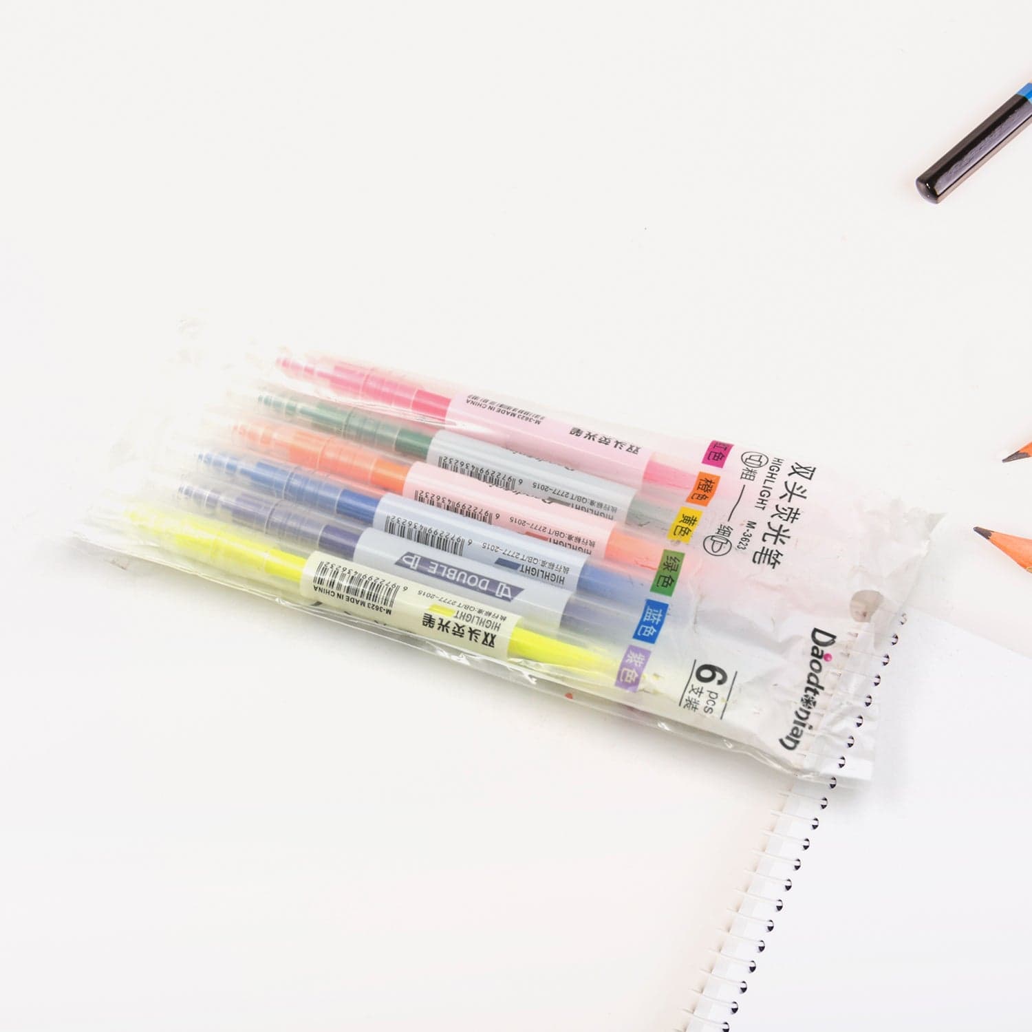 Dual-Headed Highlighter 6 Colors Double Head Highlighter Pen thumbnail 2