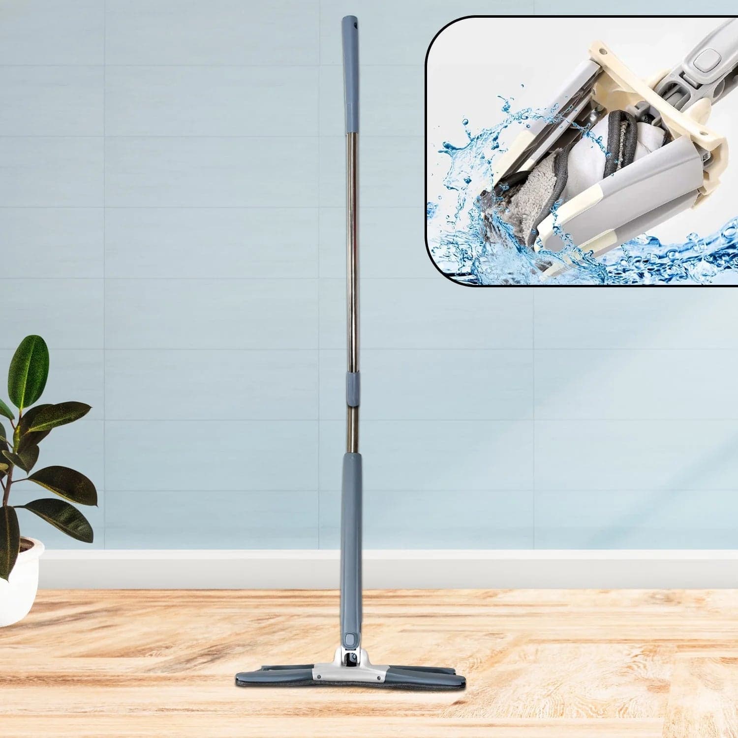 Adjustable 360° Flat Hand Mop: Floors, Walls, Ceilings (Easy Squeeze) thumbnail 1